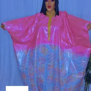 super Fanga bazin grand bubu dress 3pcs sets comes with wrap and head wrap colors pink white