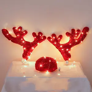 Christmas Car Decorations - Reindeer Antler Kit with Jingle Bells and Red Nose - Vehicle Accessories for Xmas Ornaments