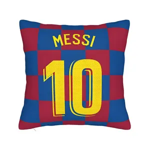 Decorative Pillowcases Featuring Messi'S Number 10 from Barcelona, for a Comfortable Living Room Or Bedroom. They Come with a Zipper Closure And Are Suitable for Hand Or Machine Washing. Cores Are Not Included.