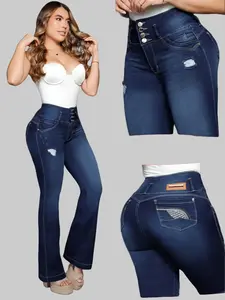 COLOMBIAN BONBONUP WOMAN'S JEANS FLARE WITH FOUR BOTTONS