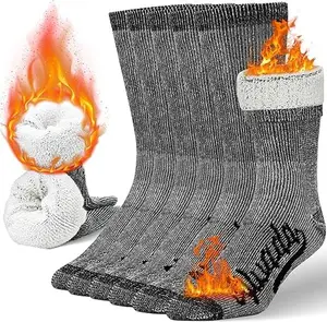 Wool Hiking Socks Thermal Warm Crew Winter Boot Sock For Men & Women 3 Pairs