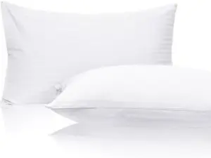 Mary's Collection Pillow Protectors with Zipper Standard Queen King Egyptian Cotton 400TC Pack of 2 White Oeko-TEX Certified Water-Resistant Skin-Friendly