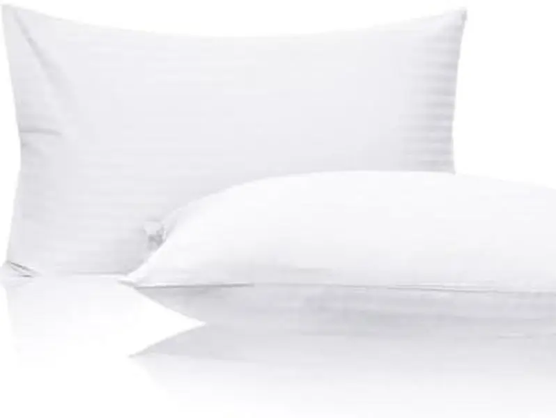 Mary's Collection Zippered Hypoallergenic Pillow Protectors (Pack of 2, White) - 400TC Egyptian Cotton, Standard/Queen/King Sizes, Oeko-TEX Certified, Water-Resistant, Skin-Friendly, Anti-Allergic, Breathable, Machine Wash, Camping Essential, Allergy-Free