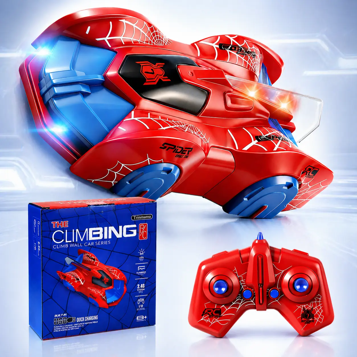 Wall Climbing RC Car Toy for Kids, Remote Control Climbing Race Car with Light Effects, Floor Wall Ceiling Glass Play, Easy Control Remote Car Gift for Boys Girls