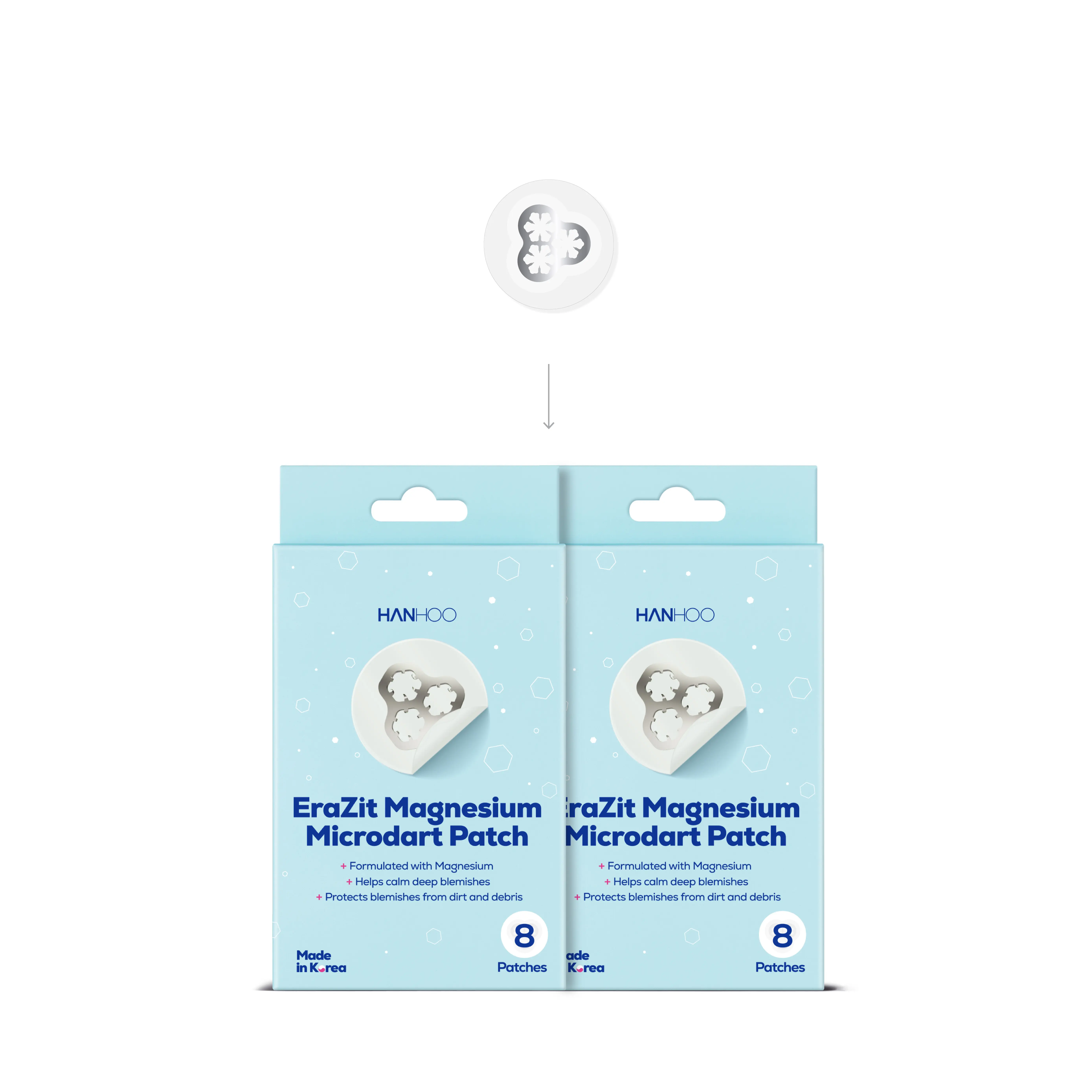 Hanhoo Korean Beauty EraZit Magnesium Microdart Hydrocolloid Pimple Patches, 16 ct - for Deep Pimples, Angry Acne Blemishes, Skin Repair & Calming