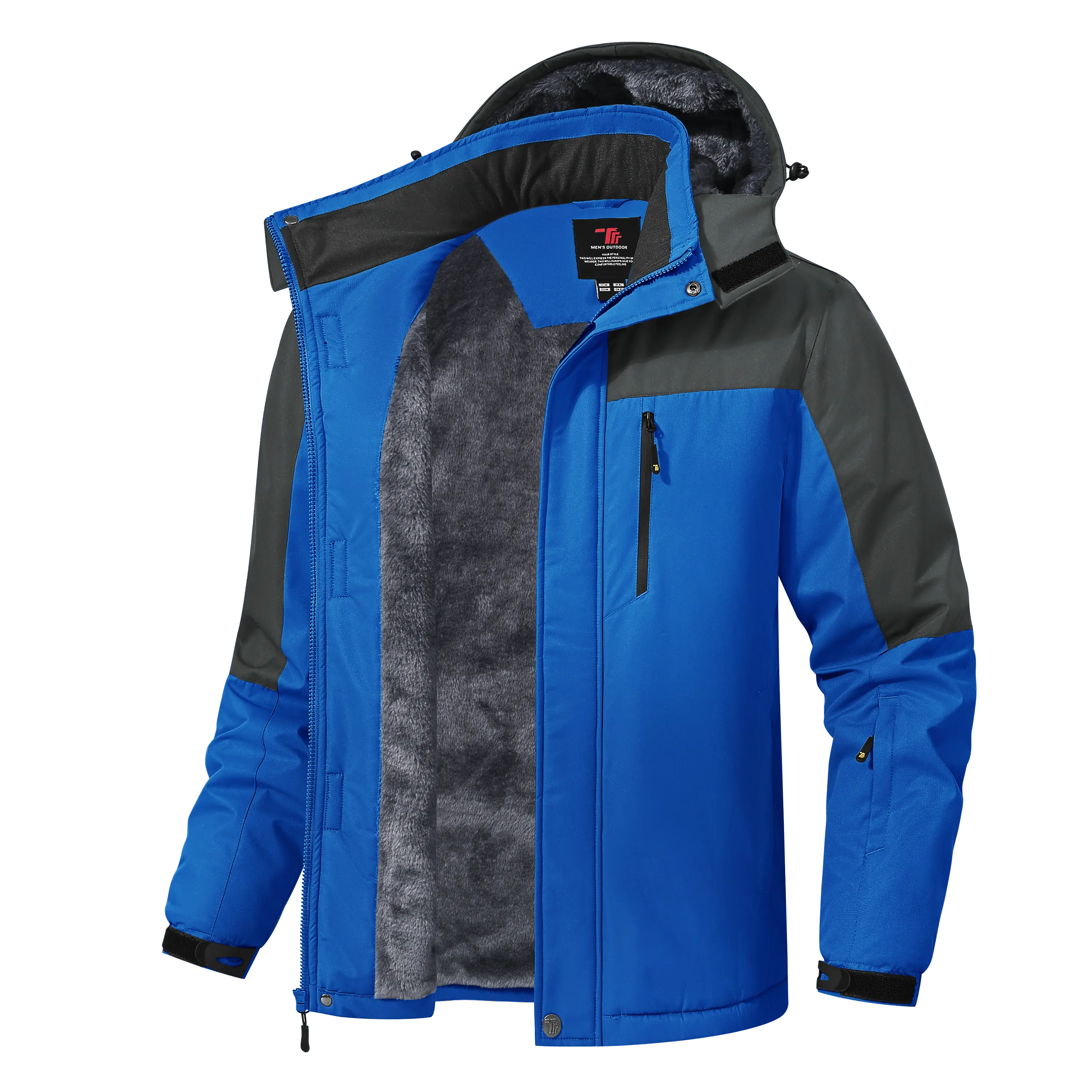 YSENTO Men's Winter Outdoor Jackets Waterproof Thermal Snow Ski Coats Windproof, Fleece Lined, Warm Insulated, Detachable Hood, 5 Pockets for Cold Weather, Snowboarding, Work, Hiking, Camping