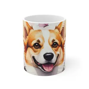 Corgi Ceramic Mug — Butterfly Bloom