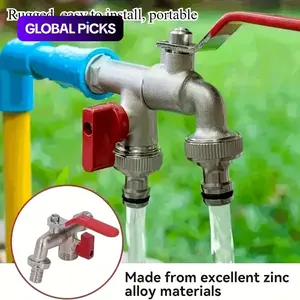 Heavy Duty Metal Dual Outlet Dual Nozzle Garden Faucet | Outdoor Garden Hose Connectors, Single Hole Mount, Compatible with Sprayers and Guns, Universal Thread Standard for Garden, Washing Machine, Industrial Use, Lawn Watering #GLOBAL PICKS