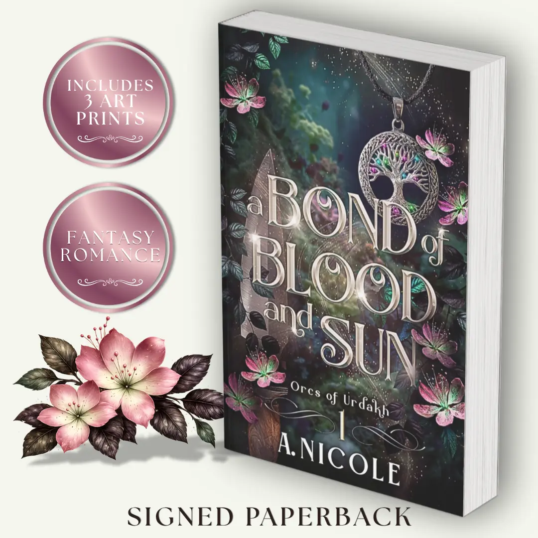 A Bond of Blood and Sun | Grumpy x Sunshine Orc Fantasy Romance | Signed Paperback + 3 Exclusive Art Prints