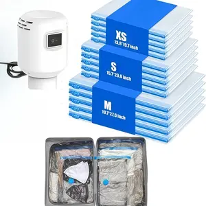 Travel Vacuum Storage Compression Bag Set – 15-Pack in 3 Sizes – USB Rechargeable Handheld Pump with Built-In Battery – Waterproof & Reusable Space Saver for Clothes & Packing, Perfect for Carry-On Suitcases