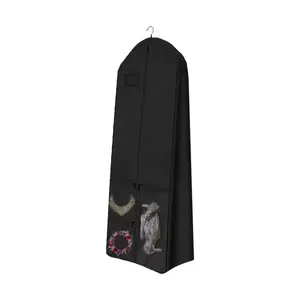 Dress Garment Bags, Long Garment Bags for Travel, 70’' Wedding Dress Cover with Handle, Foldable Clothing Bag with Pockets and Zippers, Black, 180 cm