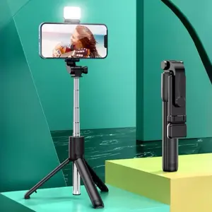 Smartphone Monopod Remote Shutter Fill Light for iPhone Samsung Xiaomi Phone Holder Mini Tripod Wireless Bluetooth Selfie Stick - Cellphone