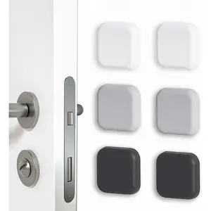 Door Stoppers Wall Protector,  Door Bumper, Self-Adhesive Wall Shield, Door Slamming Silencer, Door Knob Guard for , Office, School, 1.77 x 1.77 Inch, 6 Pack, Black&White&Gray