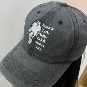 Don't Let The Old Man In Baseball Cap Washed Embroidery Cap FOR MEN FOR WOMEN American.