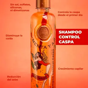AJI & MENTA Shampoo Ritual Botánica - Control the Caspa, Reduces Sebum, Cleansing Capillar, Sin Sal, Silfanos, Ni Dimeticonas, Sin Sal, Siliconeas