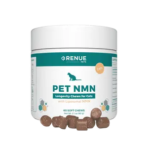 RENUE PET NMN Longevity Chews for Cats 60 Soft Chews with Liposomal NMN for Health Support & Nutritional Supplement