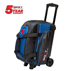 Moxy Double Roller Bowling Bag - Multiple Colors, This Includes a Free Moxy Rubber Shammy (a $24.95 value), Holds 2 Bowling Balls, Large Shoe Compartment, Large Side Pocket, 36in Handle,  Durable, 5 Year Warranty