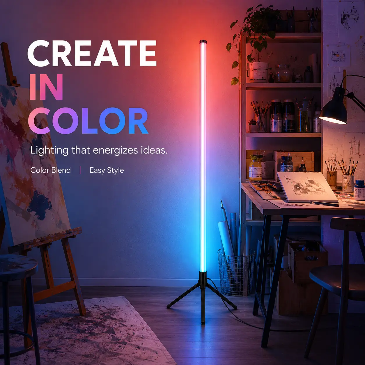 1PC/2PCS Smart RGBIC Floor Lamp, Color Changing LED Corner Lamp , App & Remote Control, Timer, USB Powered Mood Light for Bedroom, Living Room, Gaming Room & Party Decor