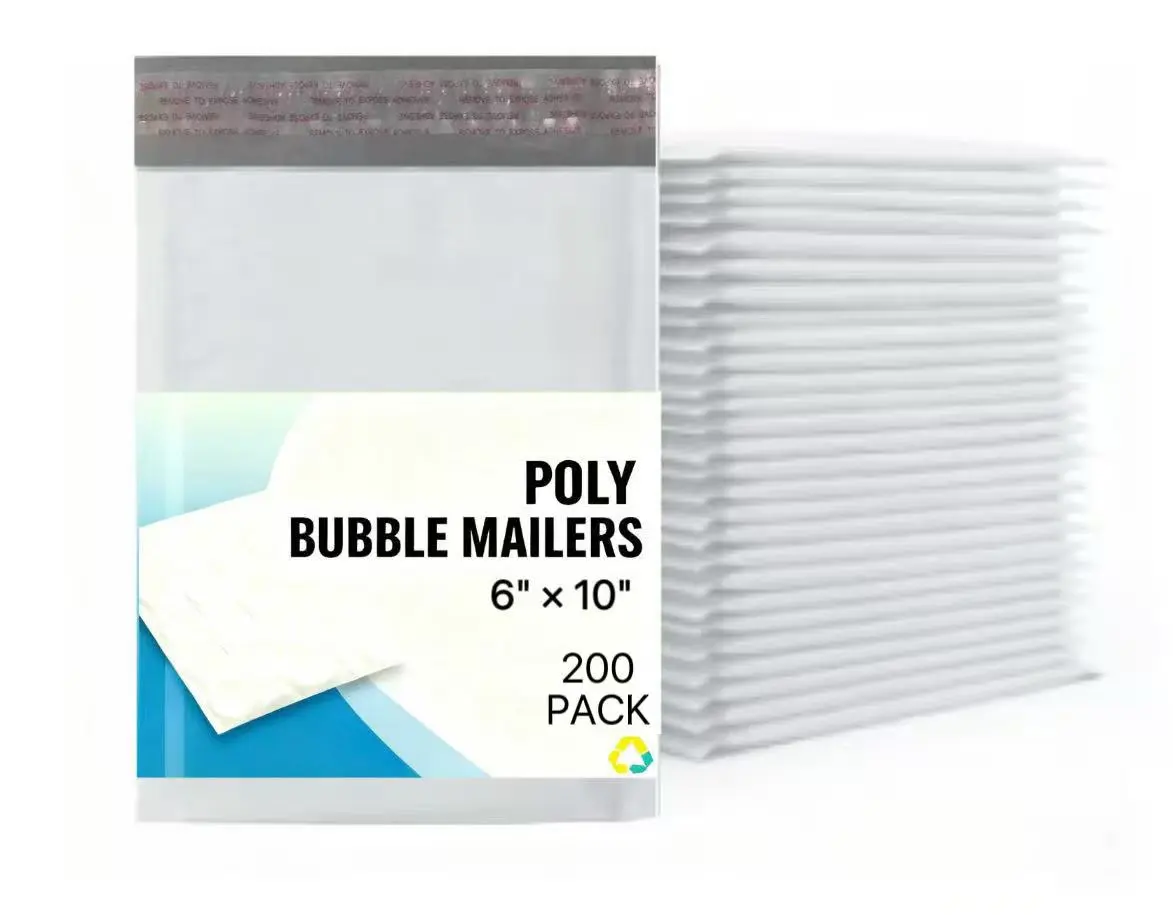 #0 Poly Bubble Mailers, 6x10 Inch 200 Pieces Poly Bag, Bubble Padded Envelopes, Self Seal Waterproof Mailing Envelopes,Usable 6x9 inch, Gray, 200 Pieces