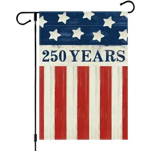 250 Years America Anniversary Garden Flag, Double-sided 250 YEARS Usa Flag Patriotic Banner 4th of July Yard Sign for Outdoor Independence Day Decoration, Linen Material, No Flagpole, 12x18 Inch