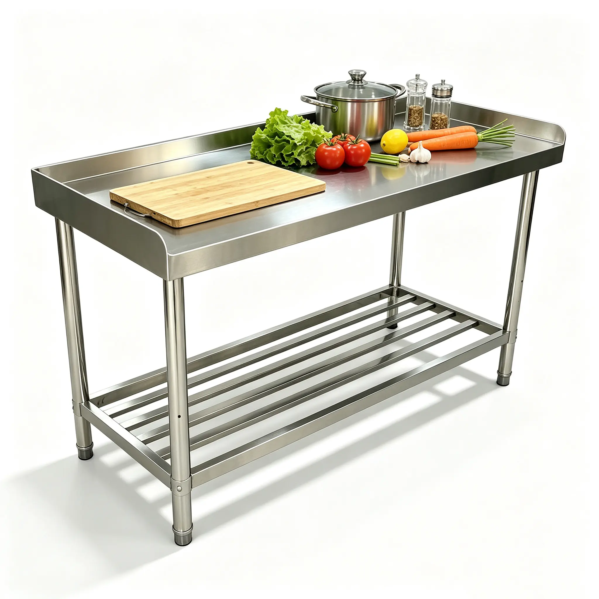 GARVEE 2026 New Upgraded Commercial Stainless Steel Metal Work Table (36x30/48x24" Sizes), 3-Sided Backsplash, Adjustable Undershelf, Smooth Hygienic Heavy-Duty Easy-Clean Food Prep Station with Practical Storage for Restaurant Kitchen, Home Use