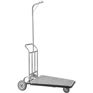 VEVOR Hotel Luggage Cart, Brushed Stainless Steel Finish Bellman's Cart, 1200 LBS Valet Cart with Grey Carpeted Deck and 8-inch Rubber Wheels, Ideal for Hotels, Condos, Resorts, SilverVEVOR Super Brand Day
