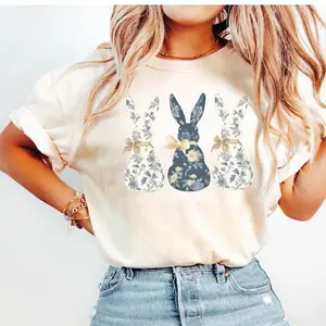 Floral Bunny Shirt, Coquette Bow Easter Shirt for Women, Cute Bunnies Shirt, Trendy Easter Crewneck, Easter Gift for Women, Sweatshirt , Sweater , Hoodie, Fall Sweatshirt