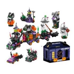 Halloween Gift Box Set - Collector's Edition Model Halloween Gift Box Set: Magic Train & Witch's Haunted House Building Blocks 6-in-1 Building Block Toy Set Serves as a tabletop Halloween decoration, perfectly suited for any setting.