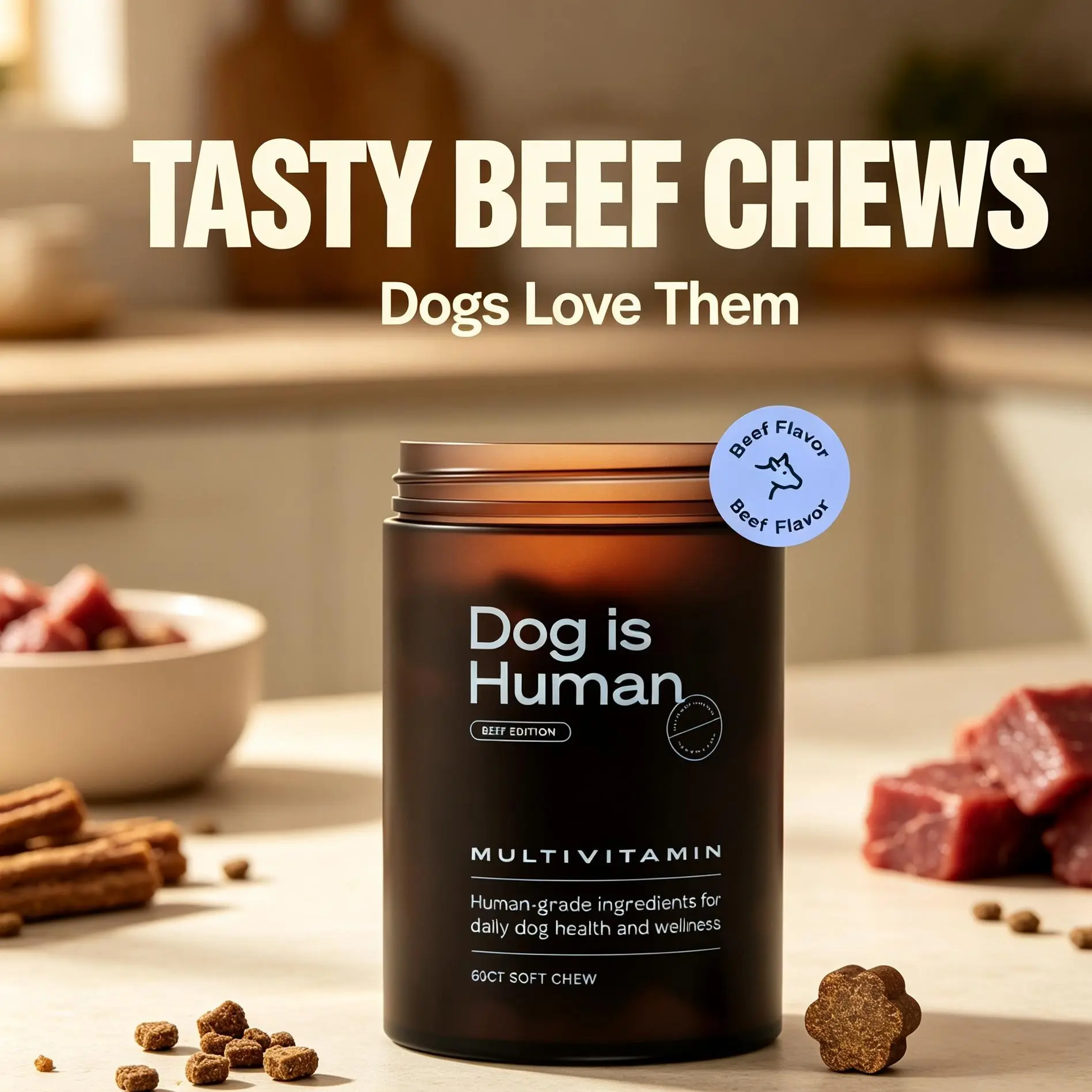 Dog Daily Multivitamin Soft Treats - Chicken & Beef Flavors, Human-Grade, Vet-Formulated, Made in Vermont, Pet Supplies for Dogs