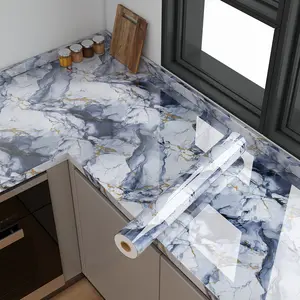 Marble Contact Paper for Countertops - Heat and Oil Resistant Waterproof Self-Adhesive Film, Peel and Stick Backsplash for Kitchen, Bathroom, Furniture. Easy Apply Vinyl Wrap for Stove, Cabinet, Tile Wall Repair & Renovation