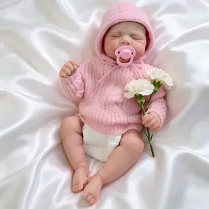 18" Full Vinyl Reborn Baby Doll, Pascale Girl Boy Doll with Hand-Painted Face, Pink Magnetic Pacifier, Knit Sweater Outfit, Bottle, Diaper, Birth Certificate, Complete Gift Set, Charming Look