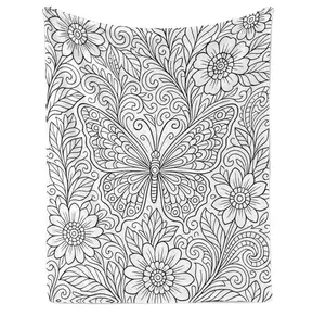 Comfortable Coloring Page-Themed Plush Throw Blanket for Sofa Bed Couch Travel Playful Gift Birthday Christmas Valentine's Day