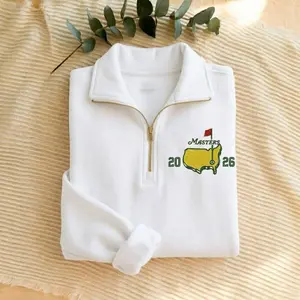 Masters 2026 Embroidered Quarter Zip Sweatshirt, Golf Tournament Pullover, Augusta Inspired Golf Sweater, Cozy Zip Up Sweatshirt
