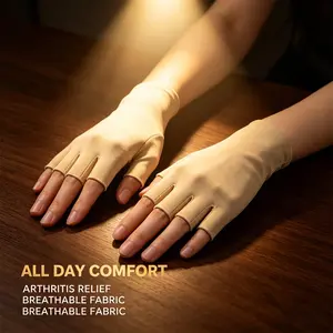 Half-Finger Arthritis Gloves, Natural Fit Non-Tightening Protective Gloves, Comfortable Hand Support for Joint Pain Relief