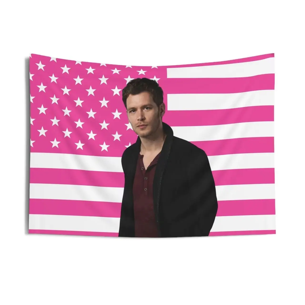 Klaus Mikaelson Flag, Klaus Mikaelson Indoor Wall Tapestries, Klaus Mikaelson Pink Flag