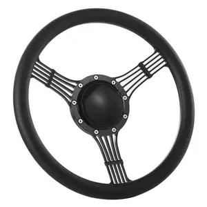 Flashpower 14'' Billet Banjo Half Wrap Steering Wheel with 9 Bolts 2'' Dish and Horn Button