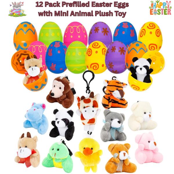 12 Pack Prefilled Easter Eggs with Mini Animal Plush Toys – Easter Basket Stuffers for Kids Boys Girls Toddlers, Easter Egg Hunt Fillers, Classroom Party Favors, Easter Gifts Ages 3-8 12 Pack Prefilled Easter Eggs with Mini Animal Plush Toys – Easter Basket Stuffers for Kids Boys Girls Toddlers, Easter Egg Hunt Fillers, Classroom Party Favors, Easter Gifts Ages 3-8