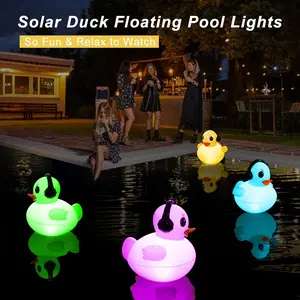 Floating Solar Pool Lights, Waterproof Pool Lights that Float, Light up LED Pool Accessories, Glow Duck Pool Light, Inflatable Solar Powered Floating Light for Pools,Pond,Hot tub,Party-2pcs