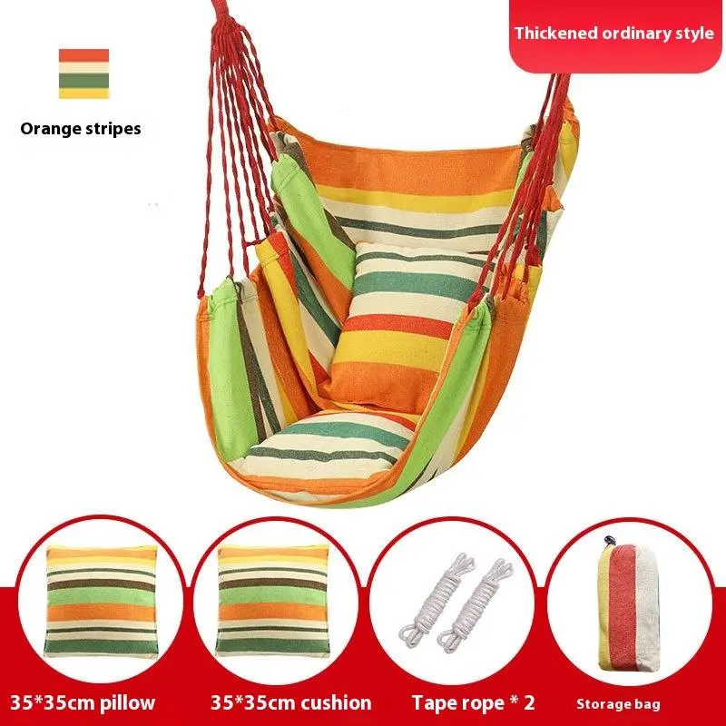 Outdoor hammock with pillow and cushion, ideal for outdoor use, home, bedroom, yard, and camping. A sturdy and comfortable swing chair for relaxing