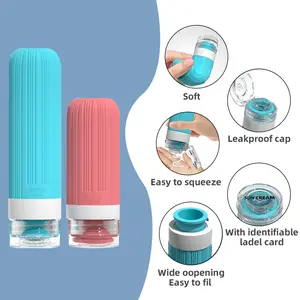 Silicone Travel Bottles Set Portable Refillable Containers for Shampoo Conditioner Lotion Soft Leakproof Cap Easy to Squeeze Wide Opening
