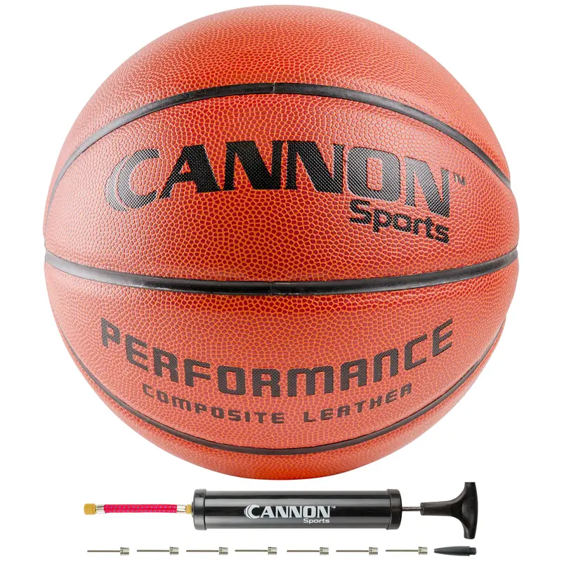 Cannon Sports Performance Series Basketball, Official Size 7 (29.5''), All-Surface Composite Leather Cover and Butyl Rubber Bladder, Includes Ball Pump