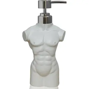 Ceramic Boy Soap Dispenser Refillable Liquid Hand Soap Dispenser for Bathroom or Kitchen (White)