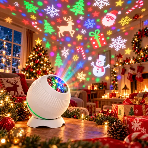 Christmas Light Projector for Indoor Home, LED Holiday Projector Lights with Remote Control, Moving Patterns, Multiple Modes, Adjustable Brightness, USB Powered Xmas Decor