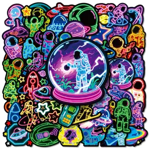 56pcs Neon Astronaut Graffiti Series Stickers, Suitable for Faith Based Designs Such As Scrapbooks, Diaries, Laptops, Water Bottles, Cars, Etc., As Gifts with Positive Information, Graphic Decal, Sticker Decals
