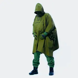 Military Poncho with Storage Pocket - 10,000mm Waterproof Shelter for Tactical & Survival