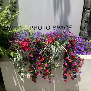 18pcs Spring Mixed Hanging Flowers, UV Resistant Artificial Flowers for Outdoor Garden and Wedding Decor, No Maintenance Wall Decoration