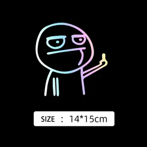 Funny Car Reflective Stickers Fun Finger Stick Figure Stickers One-handed Two-handed Car Window Stickers