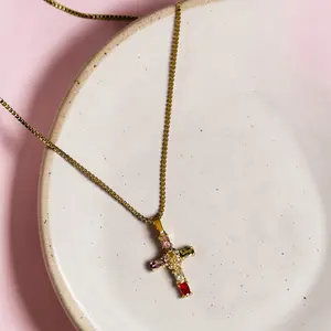 Rainbow Cross Necklace