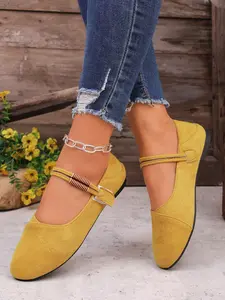 Women's Fashion Velvet Square Toe Low-Top Single Shoe, Anti-Slip Soft Sole Flat Shoes, Retro Style Daily Commute Women's Shoes