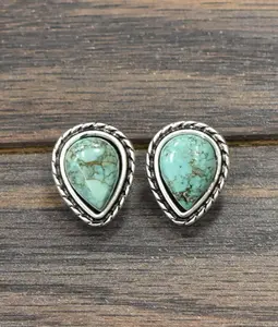 Turquoise Droplet Stud Earrings